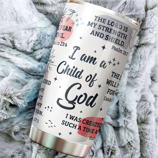 Stainless Steel I Am a Child of God Tumbler Cup 20oz – Christian Faith Jesus God Bible Verse Religious Gifts – Jesus Lover Men Women