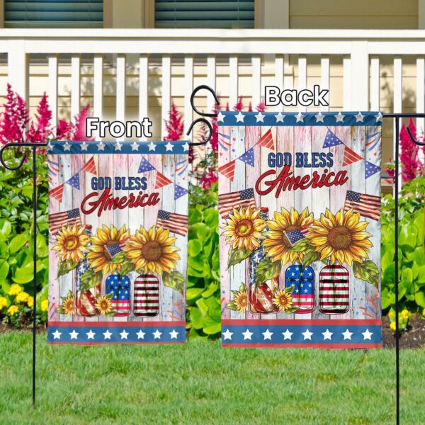 Sunflower American Flag Garden: God Bless America Home Decor for Independence Day Gifts