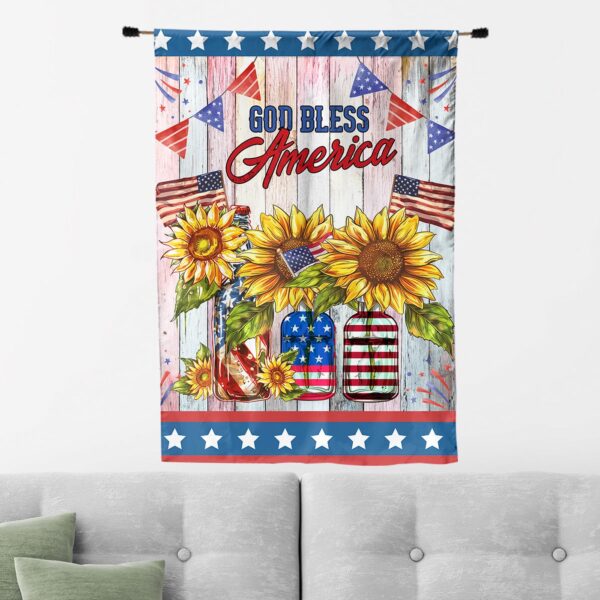 Sunflower American Flag Garden: God Bless America Home Decor for Independence Day Gifts