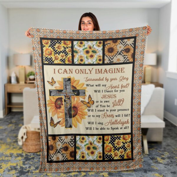 Sunflower & Faith Cross Blanket – Christian Jesus & Butterfly Inspirational Gift