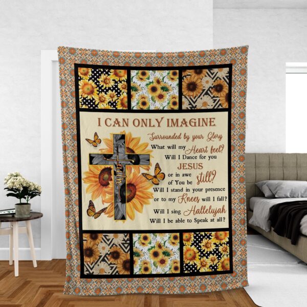 Sunflower & Faith Cross Blanket – Christian Jesus & Butterfly Inspirational Gift