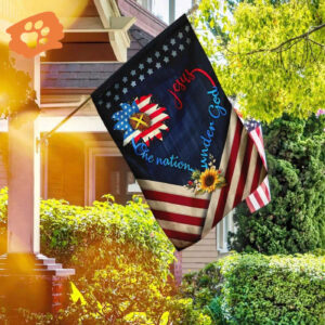 Sunflower Jesus One Nation Under God House Flag - Outdoor Religious Christian Scripture Garden Banner