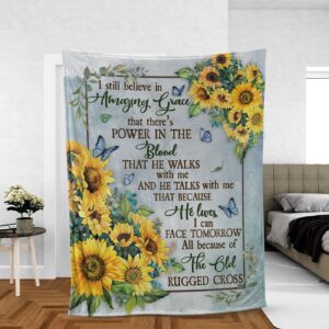 Sunflower Christian Throw Blanket - Inspiring Jesus Faith Gift - Amazing Grace 1