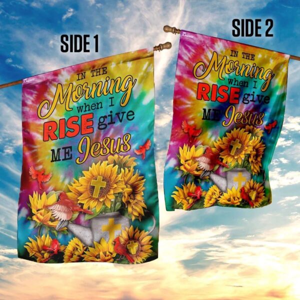 Sunflowers and Jesus House Flag – Outdoor Religious Christian Scripture Garden Banner