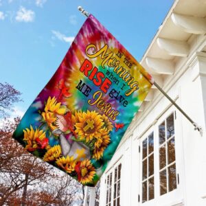 Sunflowers and Jesus House Flag - Outdoor Religious Christian Scripture Garden Banner 1