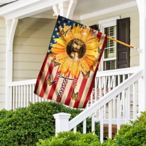 Sunflowers And Jesus Faith American House Flag - Outdoor Religious Christian Scripture Garden Banner 1