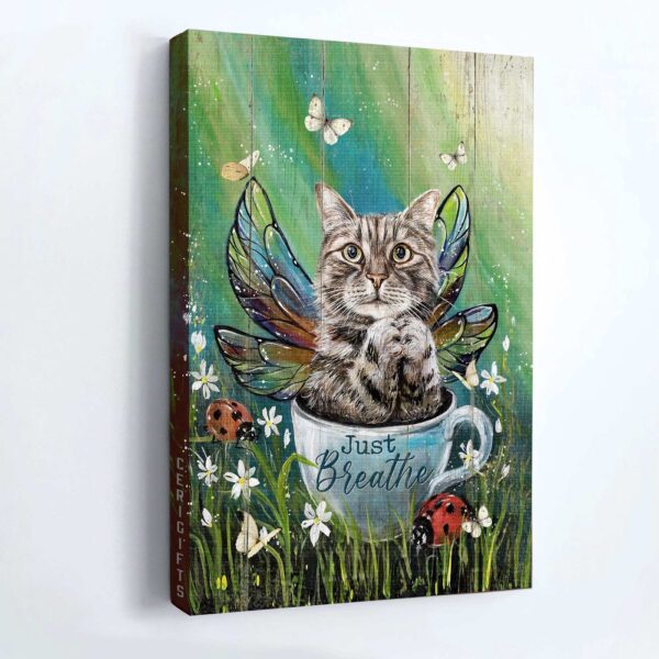 Tabby Cat and Jesus Christian Wall Art Poster – Unique Home Decor Gift for Cat Lovers