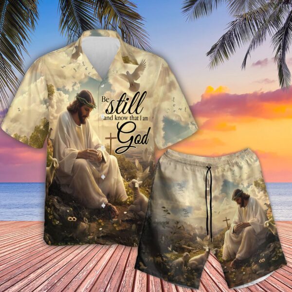 Jesus and Lamb of God Hawaiian Shirt – Christian Cross Aloha Set Dad Gift