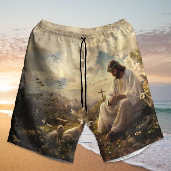 Jesus and Lamb of God Hawaiian Shirt – Christian Cross Aloha Set Dad Gift