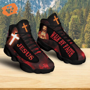 Teesdily Jesus Basketball Shoes, Walk By Faith, Christian Sneaker, Family Gift, God Running Shoes, Sacred Jesus Shoes