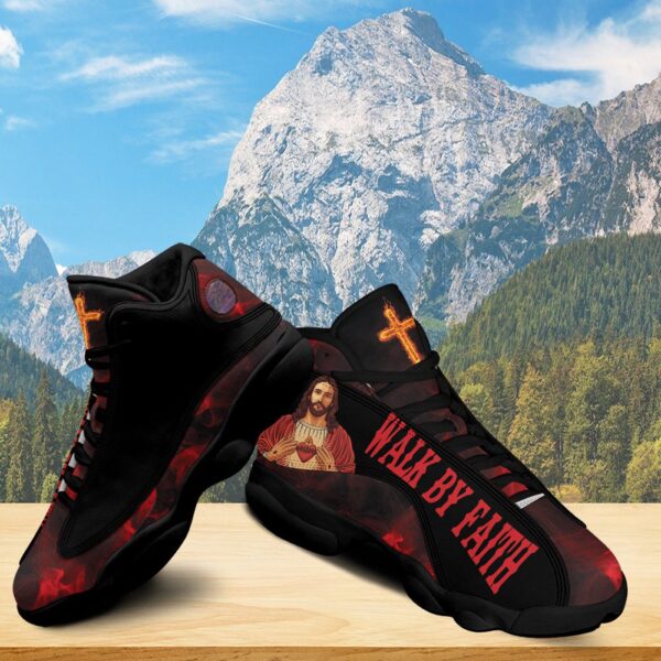 Teesdily Jesus Basketball Shoes, Walk By Faith, Christian Sneaker, Family Gift, God Running Shoes, Sacred Jesus Shoes
