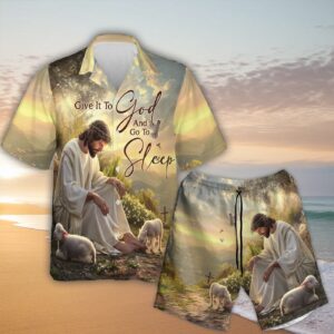 Jesus Cross Hawaiian Shirt Set: Give It To God And Sleep - Faith Religious Gifts