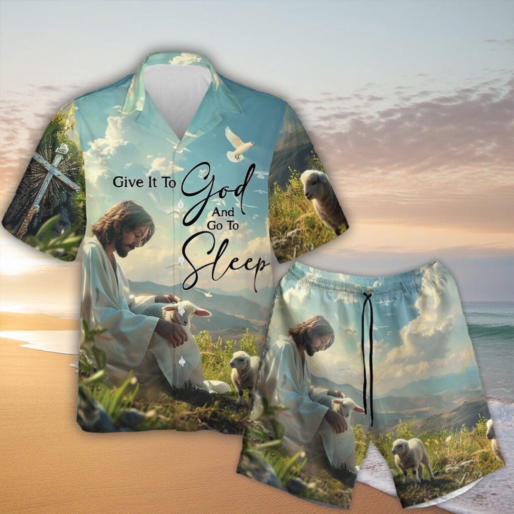 Jesus with Lambs Hawaiian Shirt – Christian Art Beach Aloha Men s Gift Set Jesus with Lambs Hawaiian Shirt – Christian Art Beach Aloha Men s Gift Set