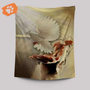 Hand of God Tapestry Prints - Jesus Hands Wall Decor with Bible Verse - Scripture Art