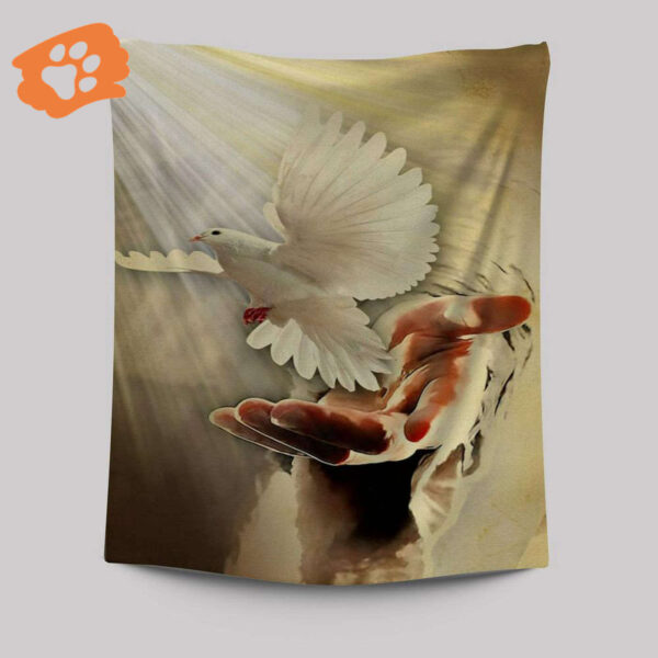 Hand of God Tapestry Prints – Jesus Hands Wall Decor with Bible Verse – Scripture Art