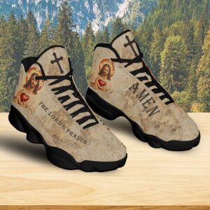 The Lord's Prayer Basketball Shoes, Jesus Christ Scared Heart Running Shoes, Faith Religious Gifts 1
