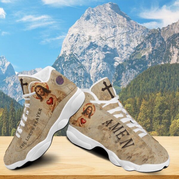 The Lord’s Prayer Basketball Shoes, Jesus Christ Scared Heart Running Shoes, Faith Religious Gifts