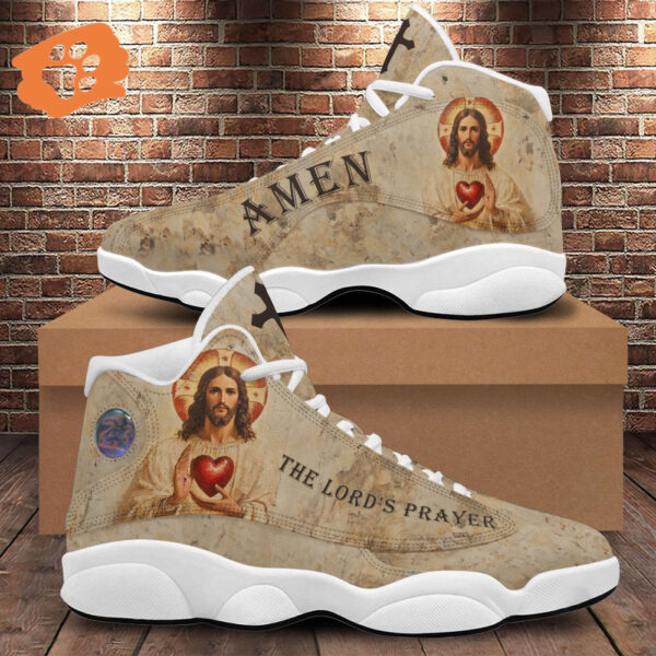 The Lord’s Prayer Basketball Shoes, Jesus Christ Scared Heart Running Shoes, Faith Religious Gifts
