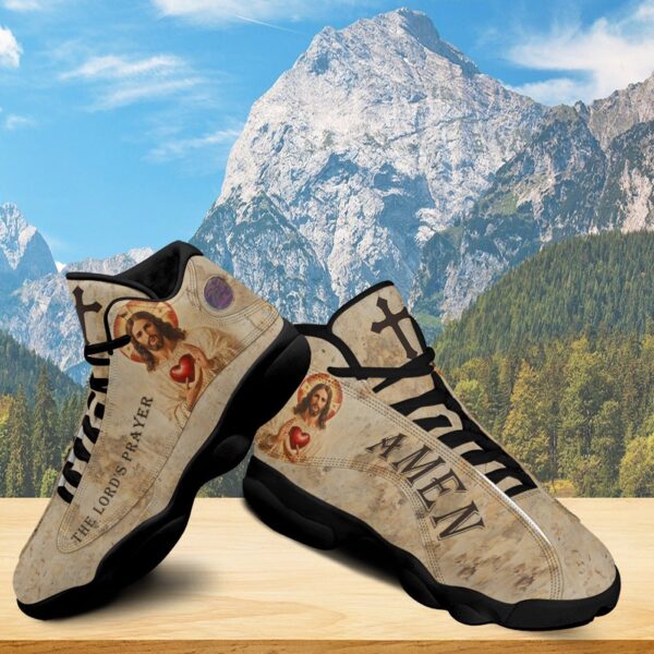 The Lord’s Prayer Basketball Shoes, Jesus Christ Scared Heart Running Shoes, Faith Religious Gifts