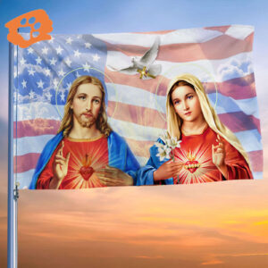 The Sacred Heart Of Jesus And The Immaculate Heart Of Mary Grommet Flag Christian Merchandise