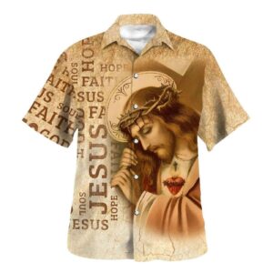 Sacred Heart of Jesus Hawaiian Shirt for Men - Christian Gift Hawaiian Shirt