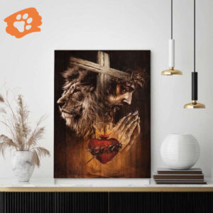 The Sacred Heart of Jesus Lion of Judah Poster for Home Decor Gift