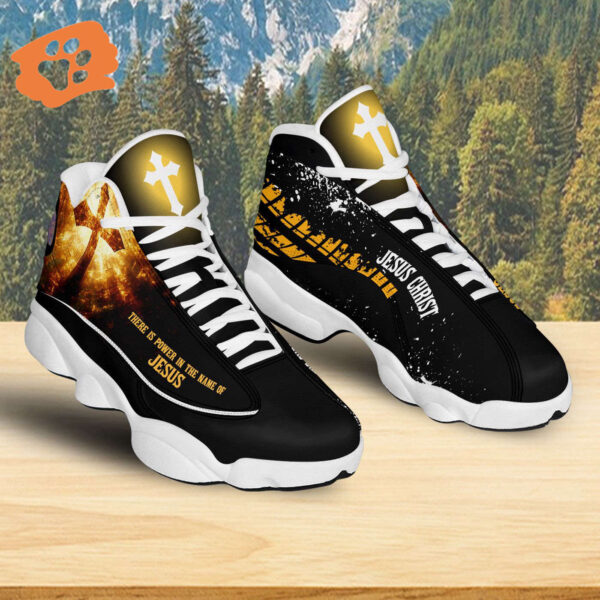 There Is Power In The Name Of Jesus Basketball Shoes, Christian Cross Sneaker, Faith Running Shoes Religious Mom Gift