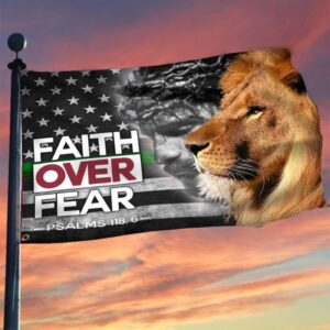 Thin Green Line Faith Over Fear Jesus Lion Flag Honor Military Outdoor Christian Flag 1