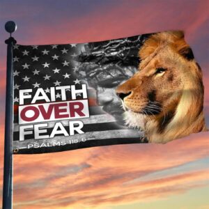 Thin Red Line Faith Over Fear Jesus Lion Flag Firefighter Honor Christian Merchandise 1