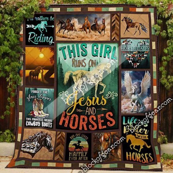 Faithful Runner: Jesus and Horses Quilt – Perfect for Equestrian Enthusiasts