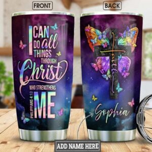 Tmarc Tee Jesus Faith Butterfly Stainless Steel Tumbler oz - Jesus Lover Men Women