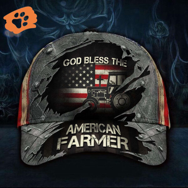 Tractor God Jesus Bless The American Farmer US Flag Classic Cap Trucker Classic Hats Gift