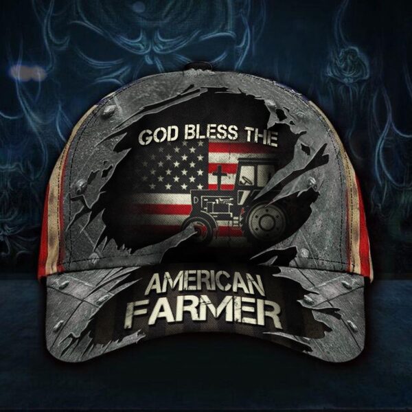 Tractor God Jesus Bless The American Farmer Us Flag Hat Vintage Caps Best Gifts For Farmers Hat Classic Cap Trucker Classic Hats Gift