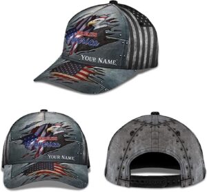 Unisex God Bless America Bald Eagle Custom Name Baseball Cap, Christian, Jesus Hat Trucker Classic Hats Gift 1
