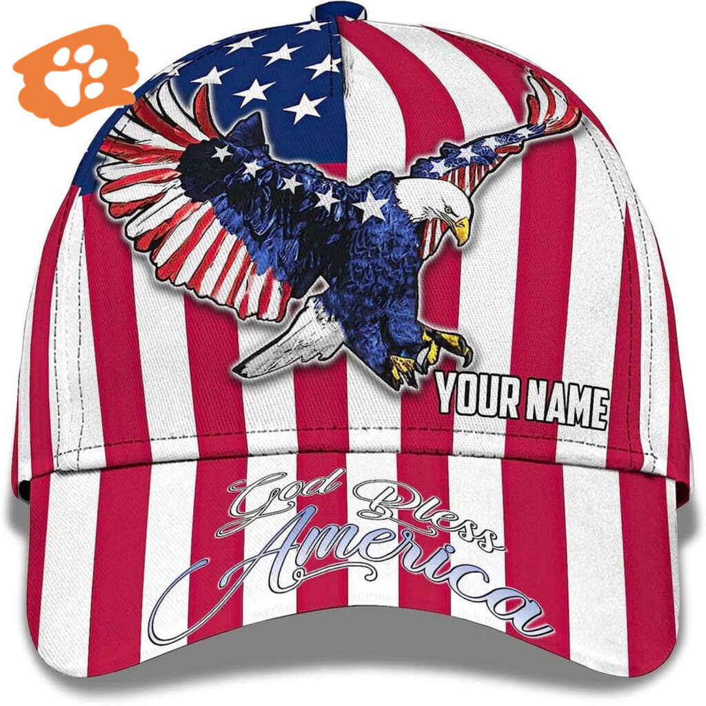 Us Eagle With American Flag God Bless America Custom Name Baseball Cap, Christian, Jesus Hat Trucker Classic Hats Gift Us Eagle With American Flag God Bless America Custom Name Baseball Cap, Christian, Jesus Hat Trucker Classic Hats Gift
