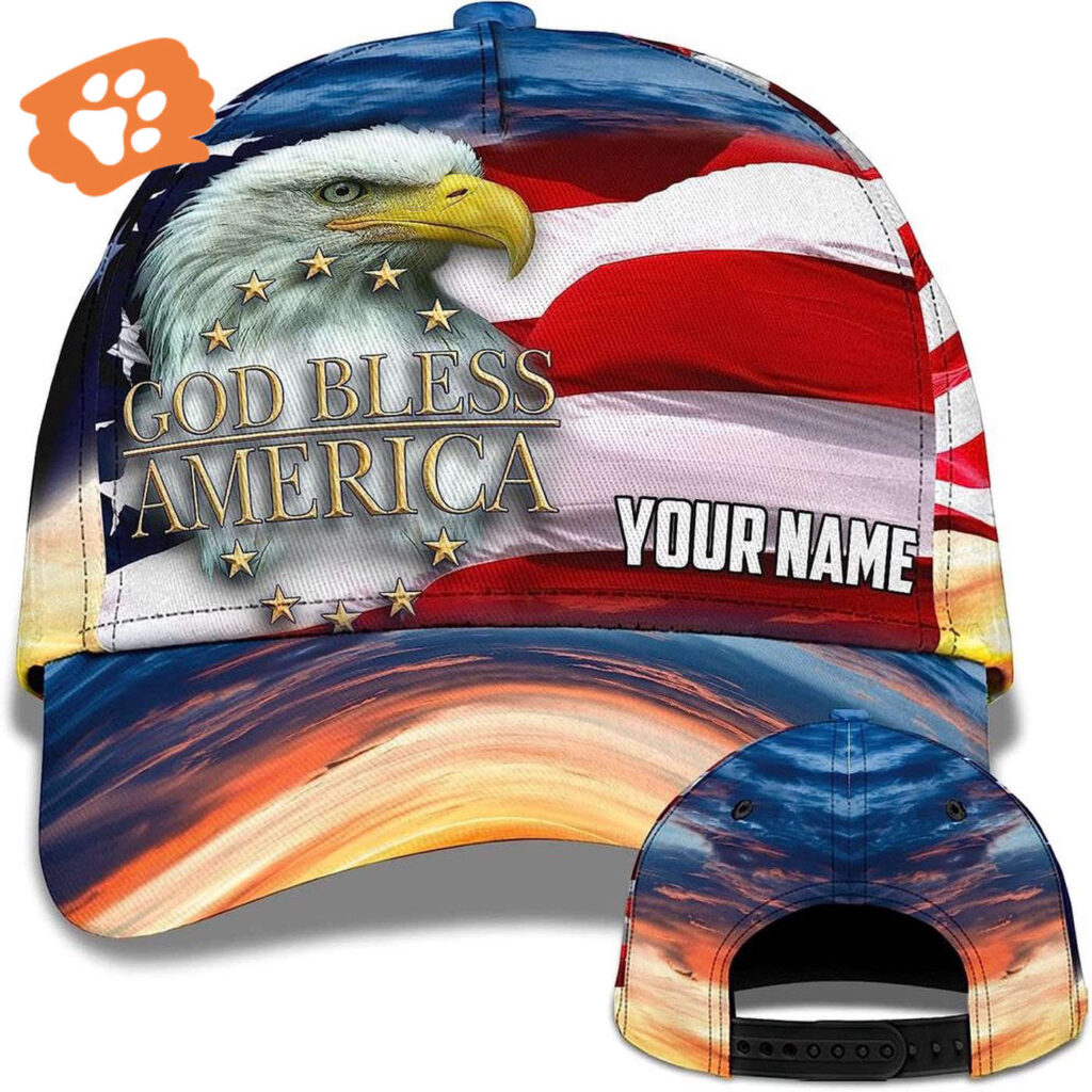Us Flag With Cool Eagle God Bless America Custom Name Baseball Cap, Christian, Jesus Hat Trucker Classic Hats Gift Us Flag With Cool Eagle God Bless America Custom Name Baseball Cap, Christian, Jesus Hat Trucker Classic Hats Gift
