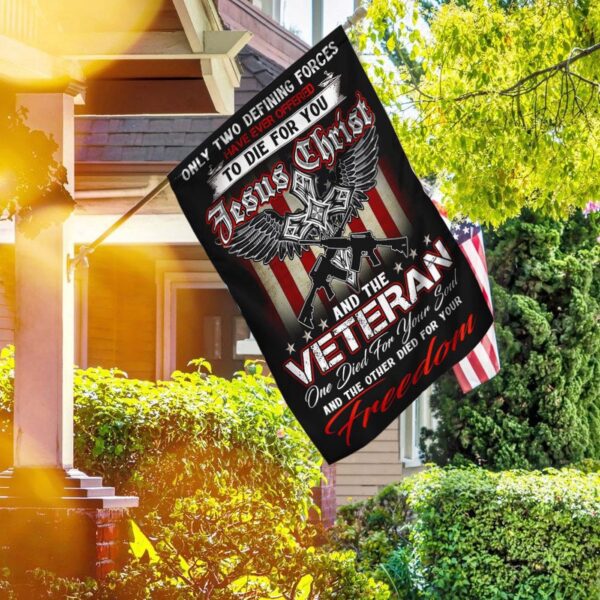 US Veteran & Christian Jesus Garden Flags – Patriotic Decor for Veterans