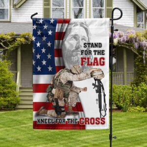 Veteran Jesus Christ Kneeling Flag: Memorial for Fallen Soldiers & Garden Decor