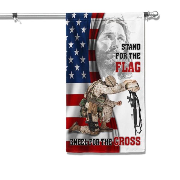 Veteran Jesus Christ Kneeling Flag: Memorial for Fallen Soldiers & Garden Decor