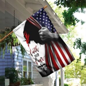 Faith Over Fear Veteran House Flag: Jesus-Themed Garden Decor