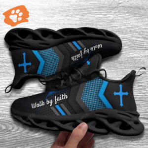 Walk By Faith Jesus A Man Of Faith My God Stand With God Max Soul Shoes, Funny Gift Men And Women Light Sports Shoes Full Size