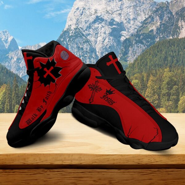 Walk By Faith Jesus Basketball Shoes, Christian Cross Faith Religion Sport Shoes Running Shoes Dad Gifts