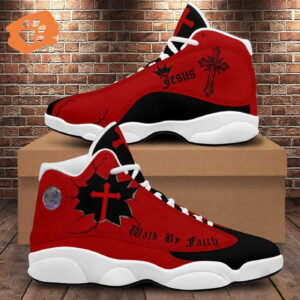 Walk By Faith Jesus Basketball Shoes, Christian Cross Faith Religion Sport Shoes Running Shoes Dad Gifts