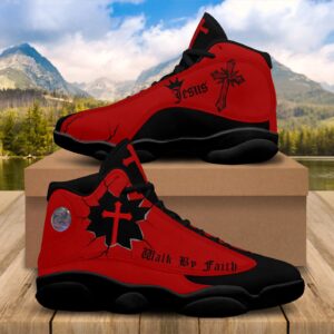 Walk By Faith Jesus Basketball Shoes, Christian Cross Faith Religion Sport Shoes Running Shoes Dad Gifts 3