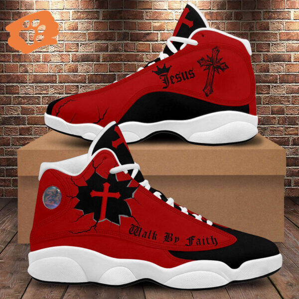 Walk By Faith Jesus Basketball Shoes, Christian Cross Faith Religion Sport Shoes Running Shoes Dad Gifts