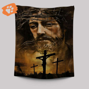 Watercolor Jesus Crown Of Thorns Tapestry - Cross Crucifixion Wall Art