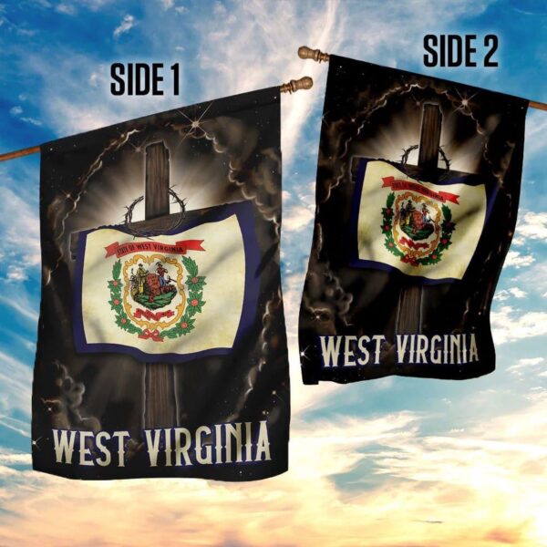 West Virginia Cross Jesus House Flag Outdoor Christian Scripture Garden Banner