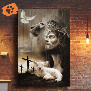White Dove Lion Jesus Lamb Poster for Home Decor Gift