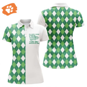 Green Argyle Plaid Womens Golf Polo Shirt - Perfect Gift for Women who Love Golf and Jesus