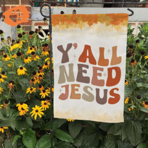 Blessed Autumn Garden Flag: Jesus Fall Vibe Lawn Sign for a Christian Autumn